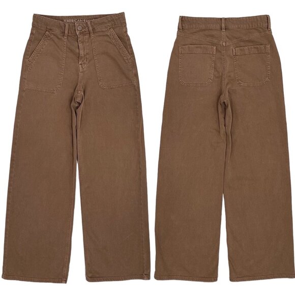 American Eagle Dreamy Drape Stretch Super High-Rise Baggy Wide Leg Pants Size 2 - Picture 2 of 14